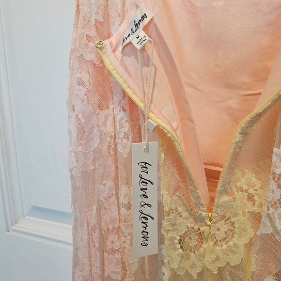 NWT | For Love & Lemons Blossom Ivory Yellow Peach Lace Corset Maxi Dress Medium - Picture 7 of 9